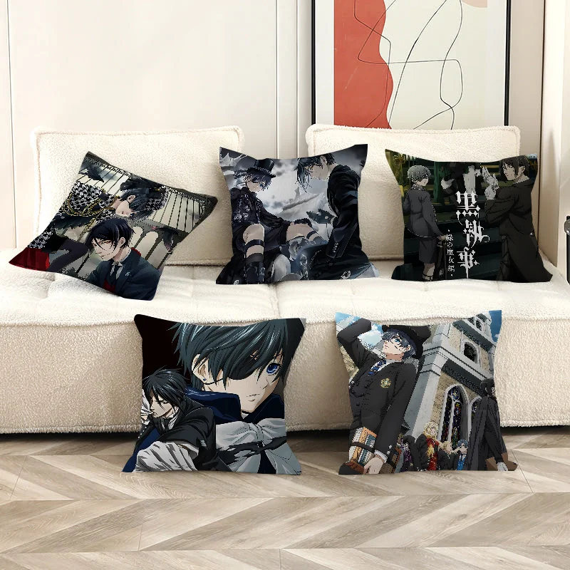 

Black Butler Cushion Cover Inches Farmhouse Decor Home Throw Pillow Covers For Couch Decorations