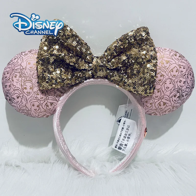 Disney Princess Headband with Pink Mickey Ears And Sequin Bow for Adults And Children Ideal for Disneyland Visits