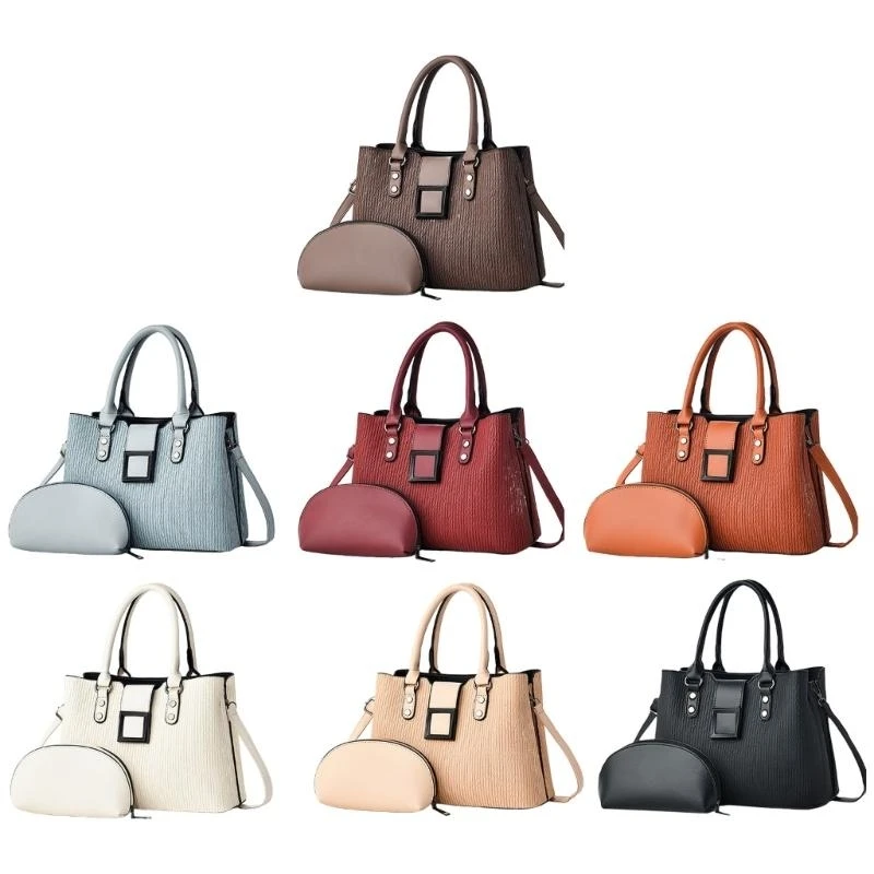 Fashionable Women's Handbag and Crossbody Bag Set 2pcs Practical PU Leather Shoulder Bag Large Capacity Top Handle Purse