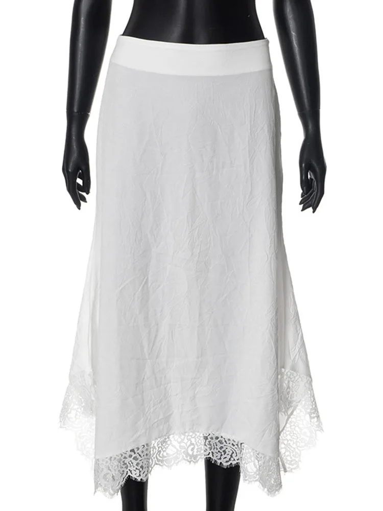 Tossy White Lace Spliced Long Skirt Summer 2024 Women's Fashion Skirt Solid Color Slim Casual Streetwear Party Long Skirt Y2k