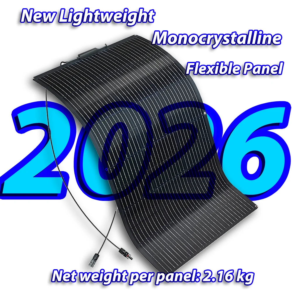 Painel Solar Flexível Monocristalino de 120W, Leve e Fino para RVs, Iates, Telhados, Camping e Sistemas de Energia Off-Grid