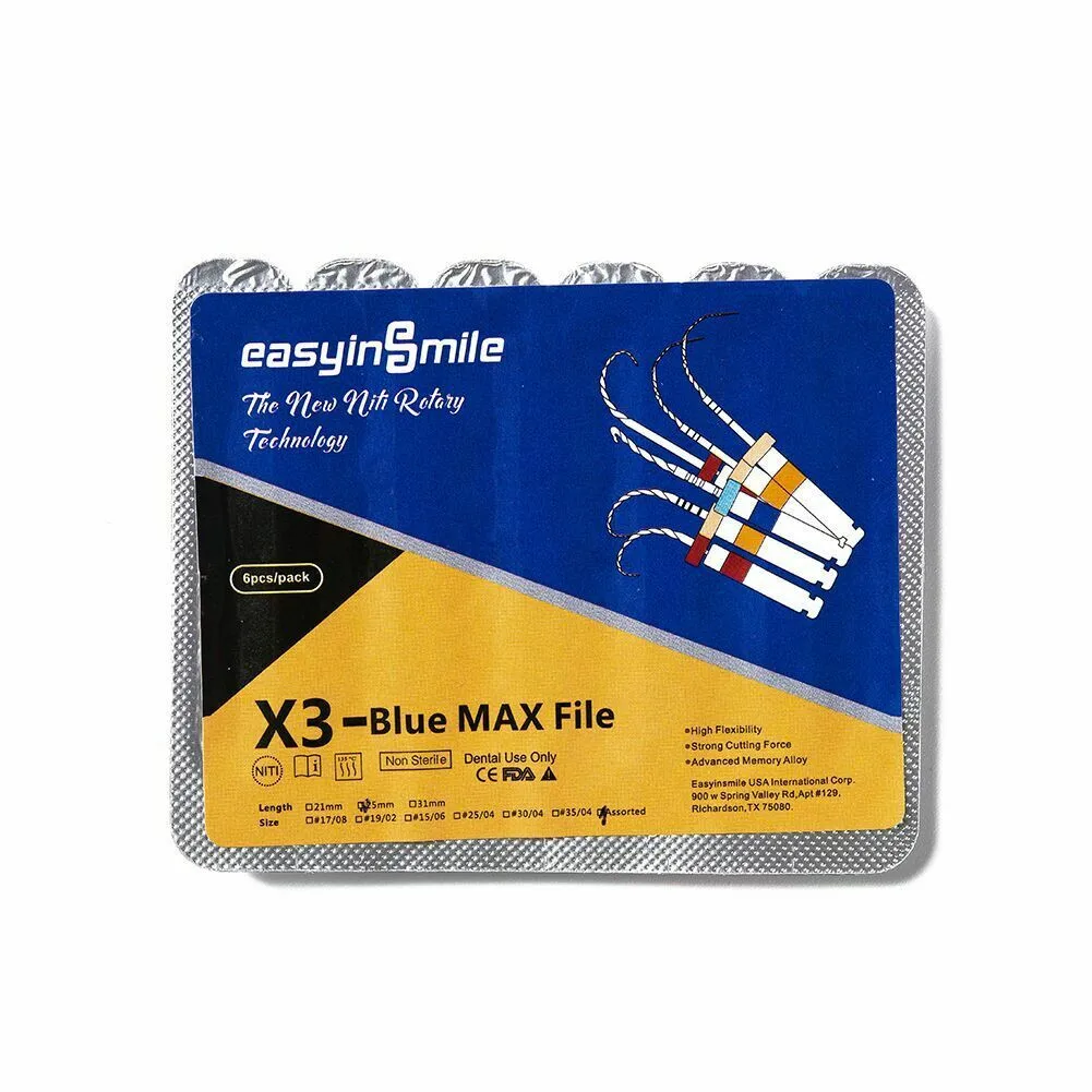 10/1PK(60pcs)EASYINSMILE Dental Endodontic Rotary Root Canal Files X3 Taper Blue Engine Files for Dentistry Endo Motor Treat Tip