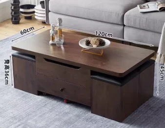 Multifunctional Rock Plate Coffee Table Combination Dining Dual-use Creative Lift Folding Movable Installation-free New