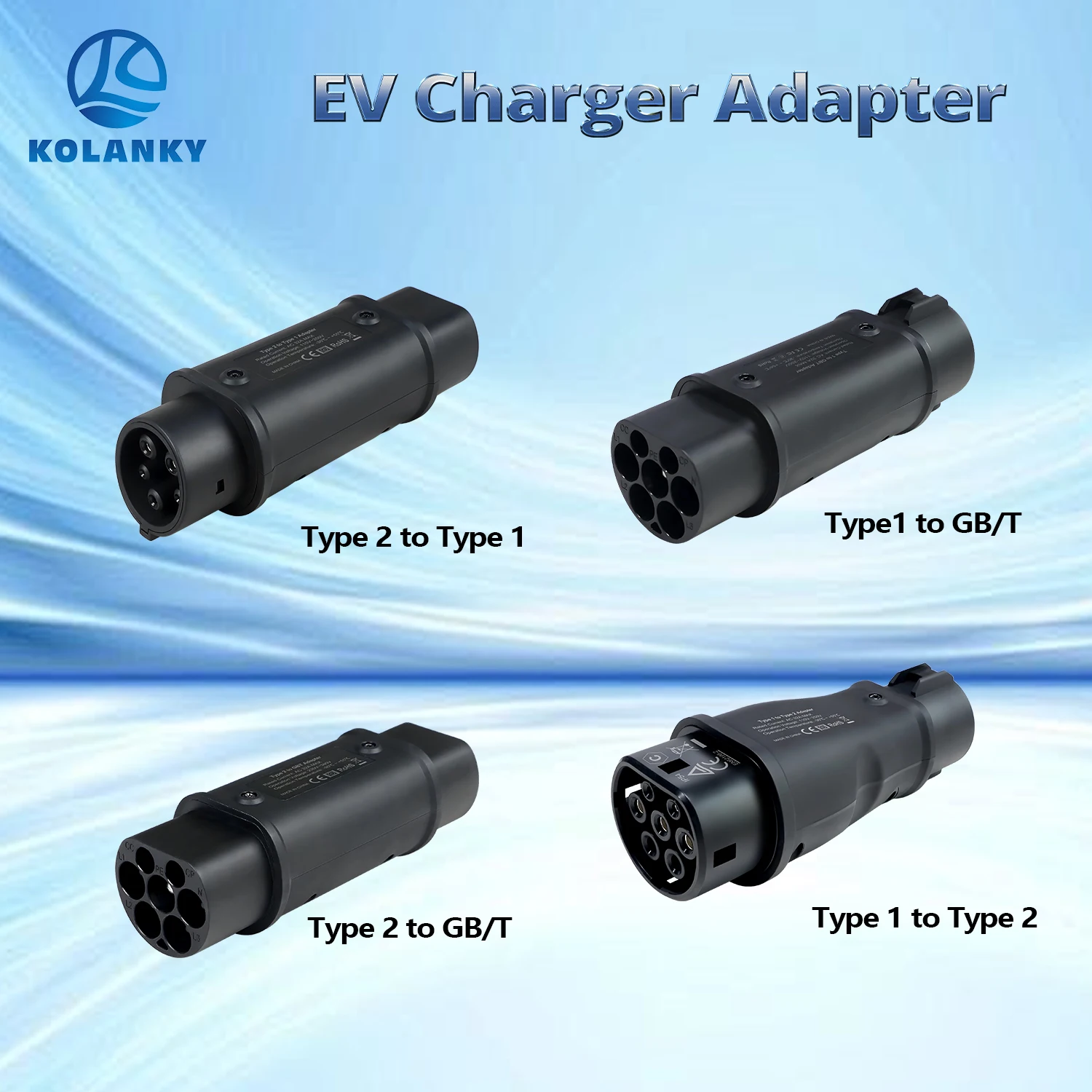 

Kolanky EV Charger Adapter Type 2 to Type 1/ Type 2 to GBT/ Type 1 to Type 2/Type 1 to GBT EV Connector