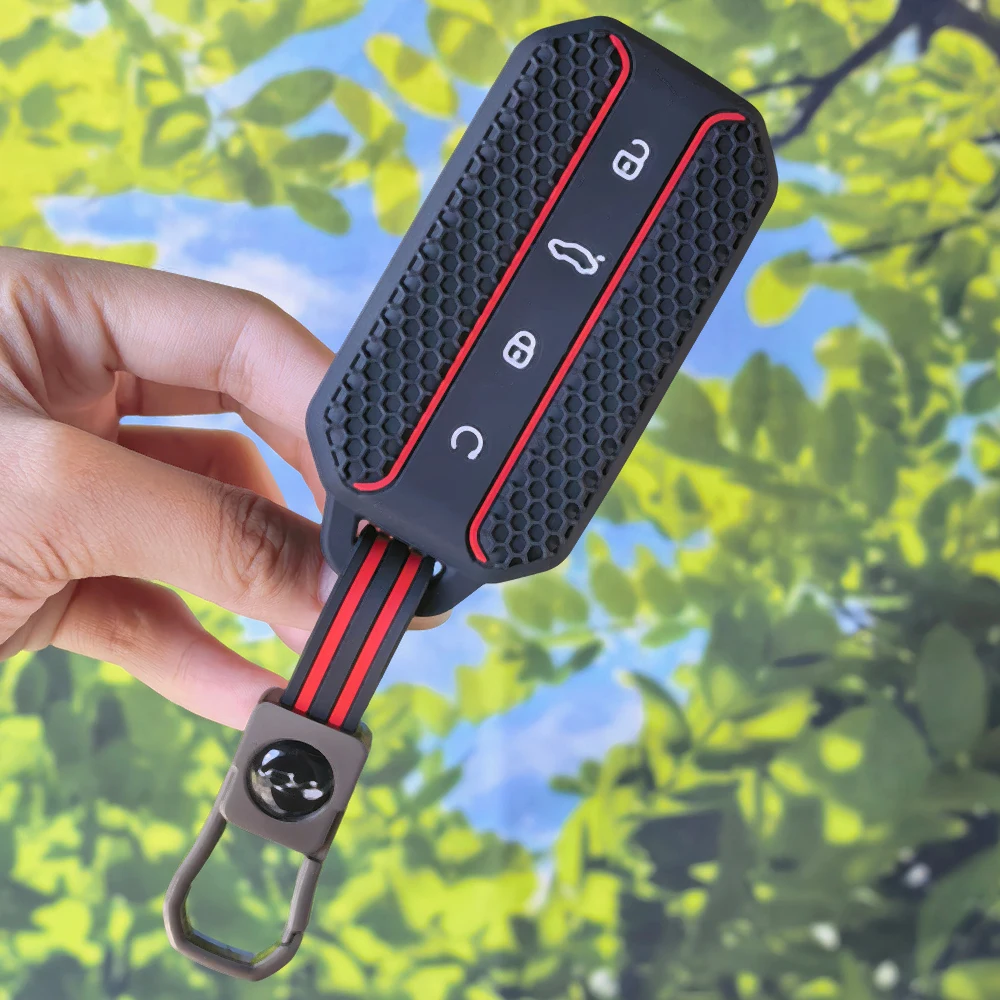 Textured Honeycomb Key Case With Keychain For Chery Jaecoo 5 EV 2025 J5 J7 Tiggo 9 Arrizo 8 OMODA 5 Jetour