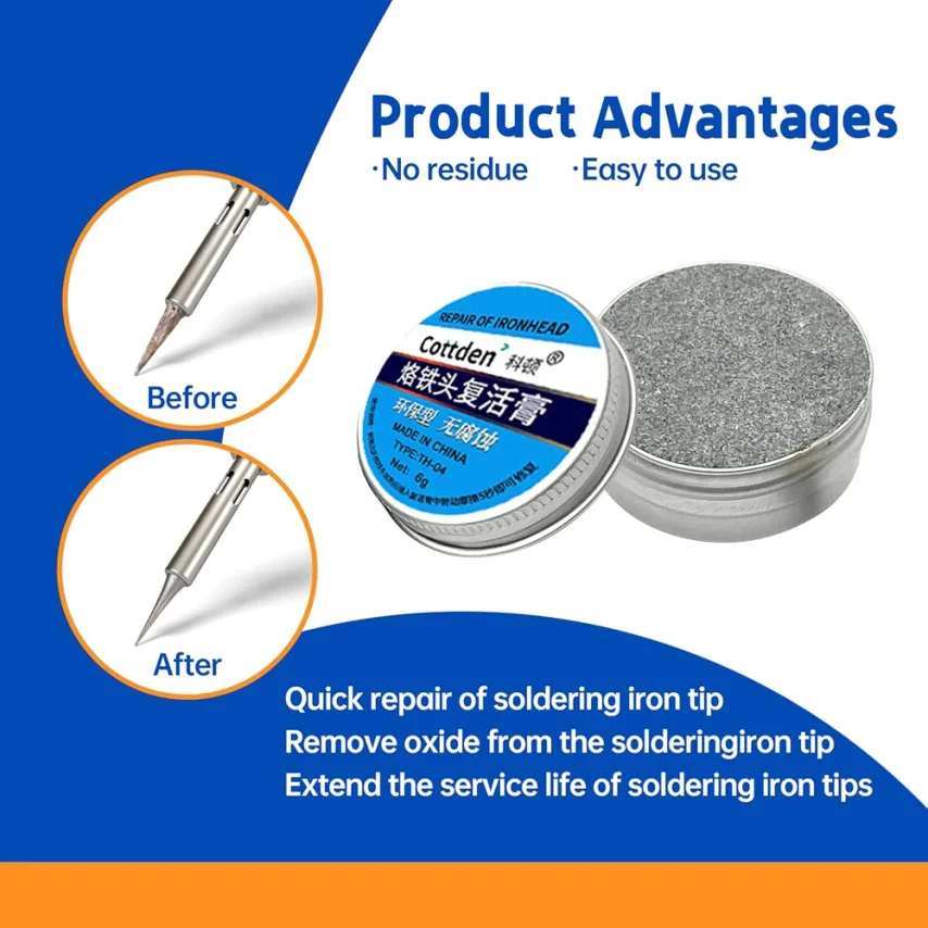 Soldering Tip Tinner Cleaner, Lead Free Oxidation Cleaning Paste, Refresher Tip Tinner Flux, Soldering Tip Cleaning