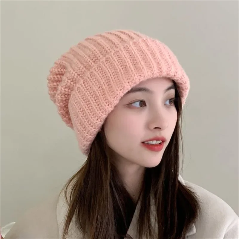 Big Head Circumference Wool Hat Unisex Winter Beanie Skullies Hat Women Knitted Bonnet Beanie Caps Men Warm Knit Pile Cap