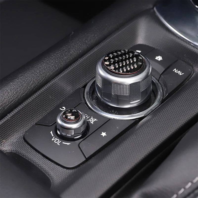 

For Mazda MX-5 2016-2023 Car Center Control Multimedia Knob Trim Sticker Soft Carbon Fiber Interior Accessories