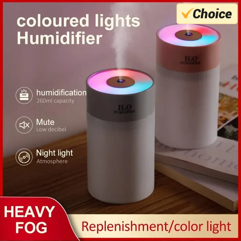 Humidifier Luminous Household Desktop Small Water Supplement Spray Air Humidification Usb Car Portable Night Light 260ml