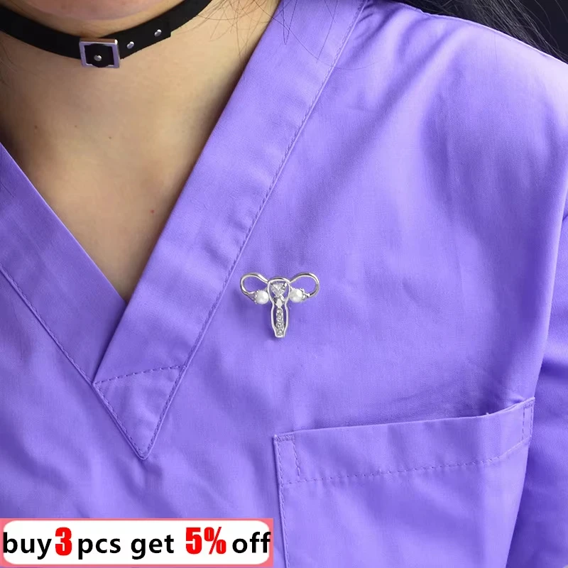 Woman's Womb Shape Brooch Pins Zircon Pearl Organ Brooch Gynecology Medicine Symbol Medical Jewelry Women Gifts Wholesale