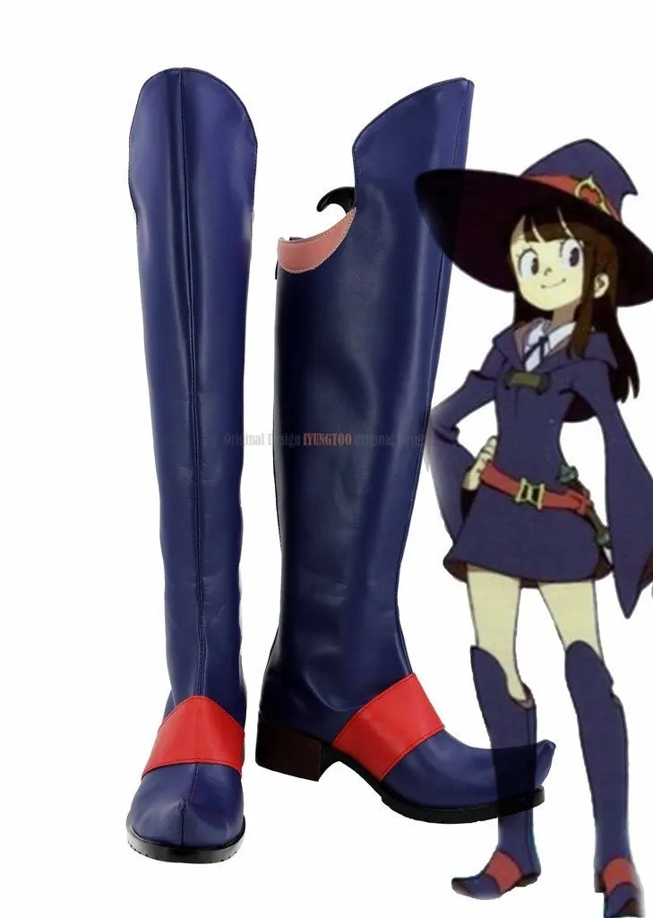 Akko Shoes Cosplay Little Witch Academia Atsuko Kagari Akko Cosplay Boots Blue Shoes Custom Made