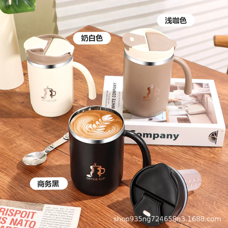 Wholesale 304 Stainless Steel Drinking Cup with Tea Leak Mug Will Carry Folding Spoon  Mugs Coffee Cups Water Bottles