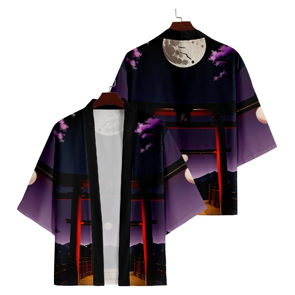 

Japanese Cartoon Print Cardigan Haori Shirts Women Men Cosplay Yukata Clothing Harajuku Kimono Plus Size 6XL 5XL 4XL