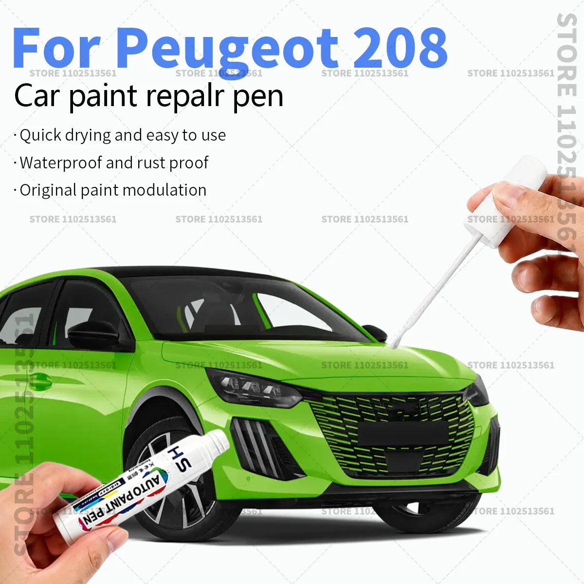For Peugeot 208 Professional Car Touch Up Paint Pen Scratch Repair Paint Brush for Automotive Paint Restoration White Yellow Red