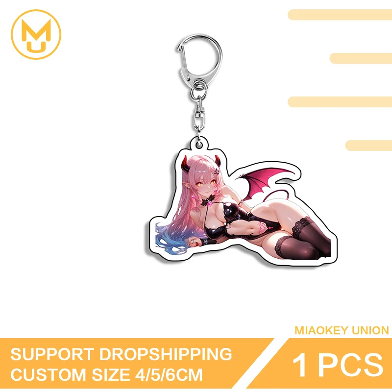Alluring Pretty Demon Girl Anime Figure Edgy High Quality Ingenious Fancy Double Sided Key Chains Exquisite Costumes Jewelry