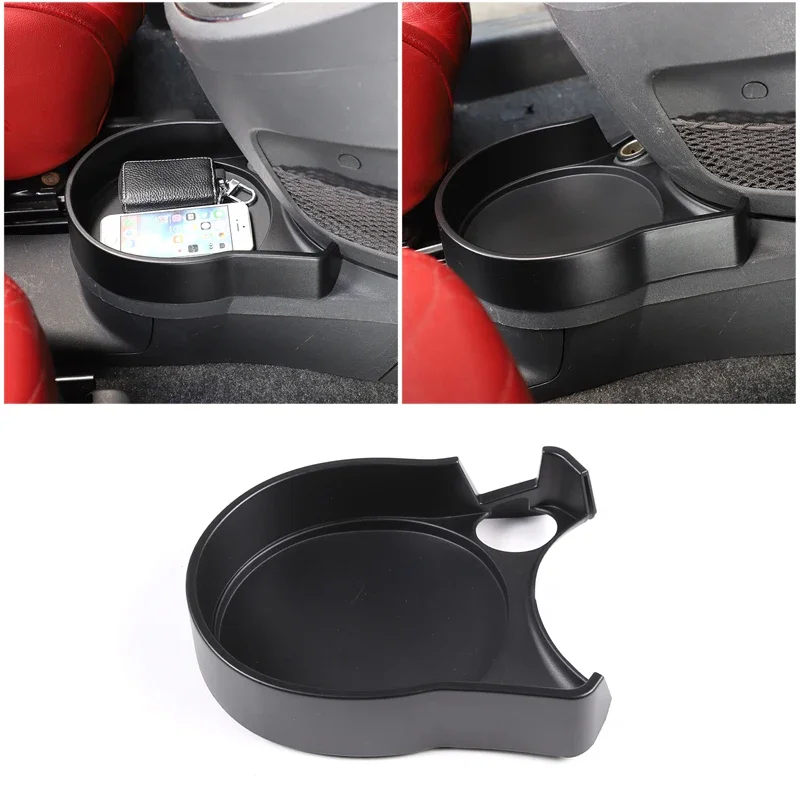 Car Center Control Cup Holder Storage Box ABS Black Organizer Interior Accessories For Fiat 500 2007 - 2015 Car Accessories