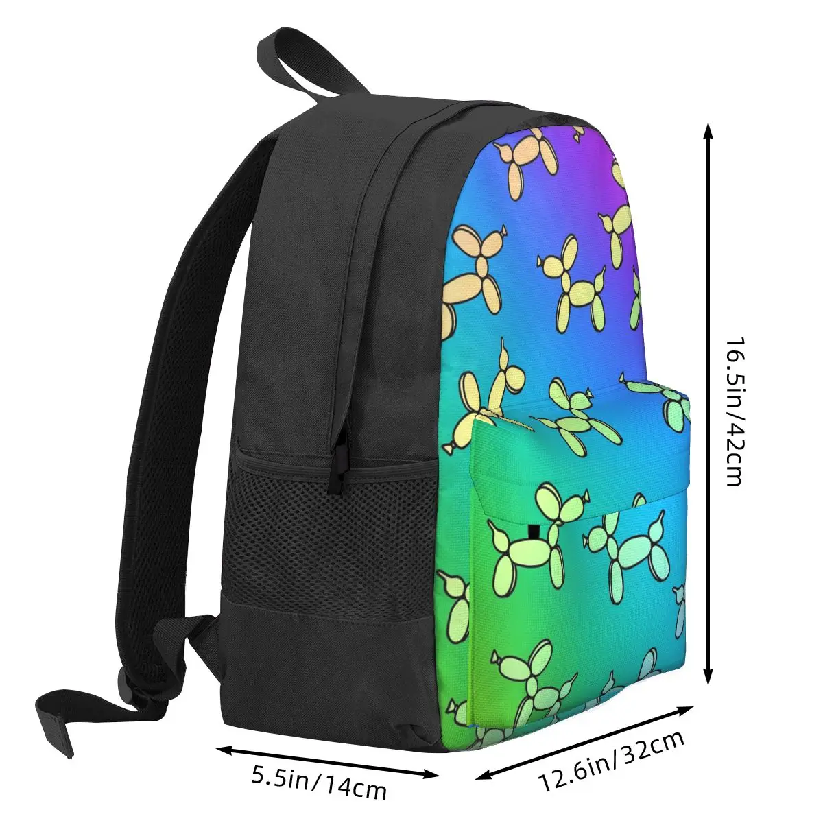 Balloon Dogs Backpack Rainbow Gradient Outdoor Style Backpacks Unisex Colorful Pattern School Bags Casual Rucksack