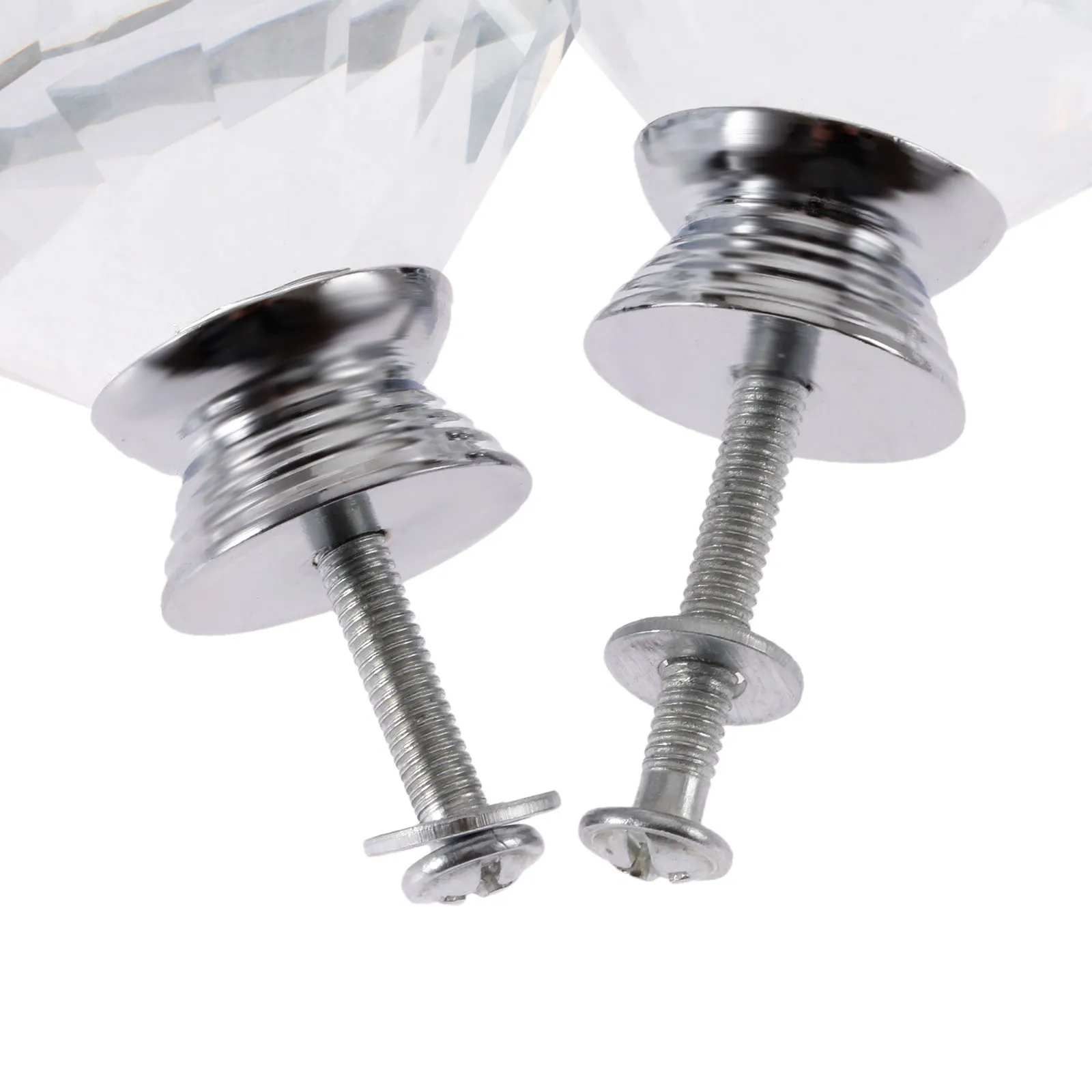 40mm Diamond Shape Clear Crystal Glass Knob For Drawer Cabinet For Different Thickness Planks With Screws Gasket Durable 1PC