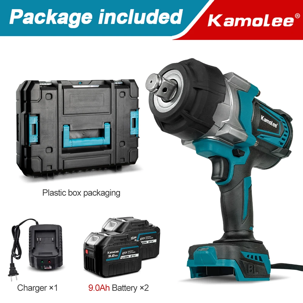 Laag 70%！！Kamolee 4100NM borstelloze slagmoersleutel 3/4 inch elektrisch gereedschap compatibel met 18/21V Kamolee-batterij