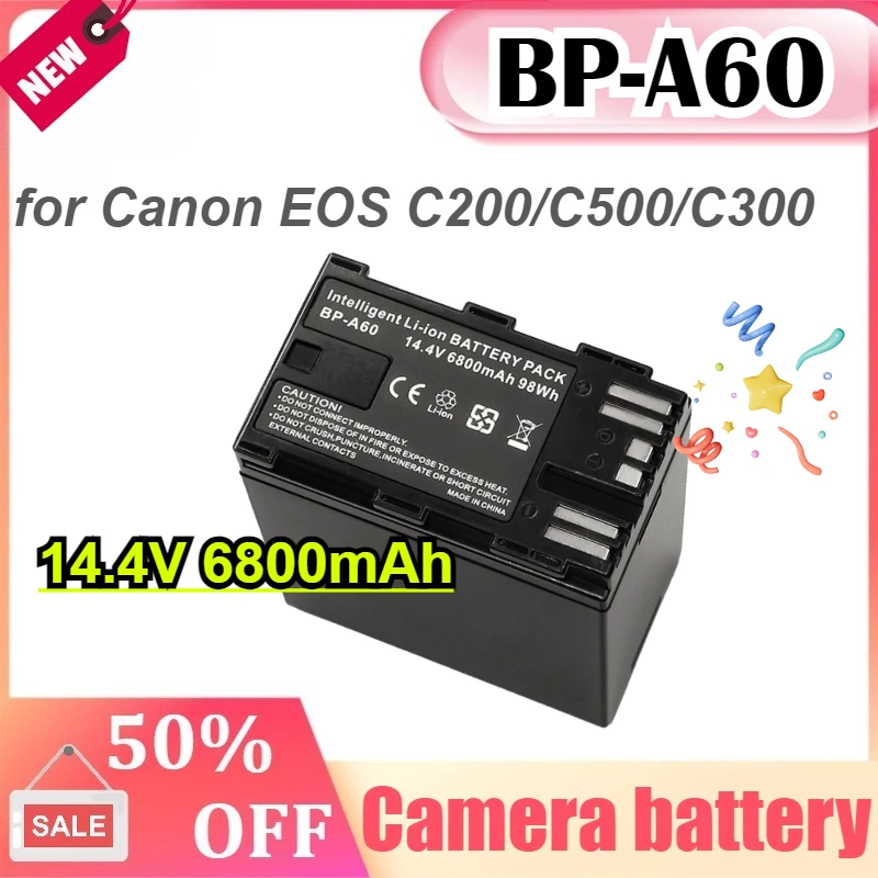 

6800mAh BP-A60 Bateria BPA60 Battery for Canon CA-CP200L EOS C200 C200 PL C200B C300 Mark II XF705 98Wh Replacement Battery