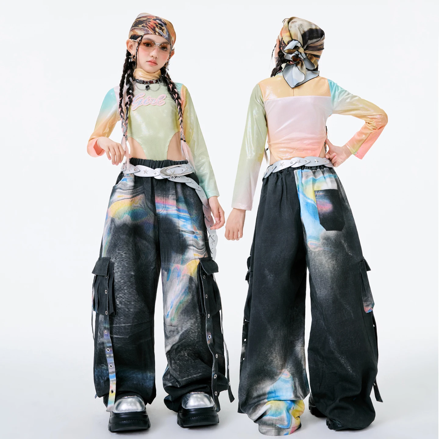 Kids Prestaties Hip Hop Kleding Street Wear Meisjes Jazzdans Kostuum Kinderen Ballroom Danswedstrijd Pakken XS10432