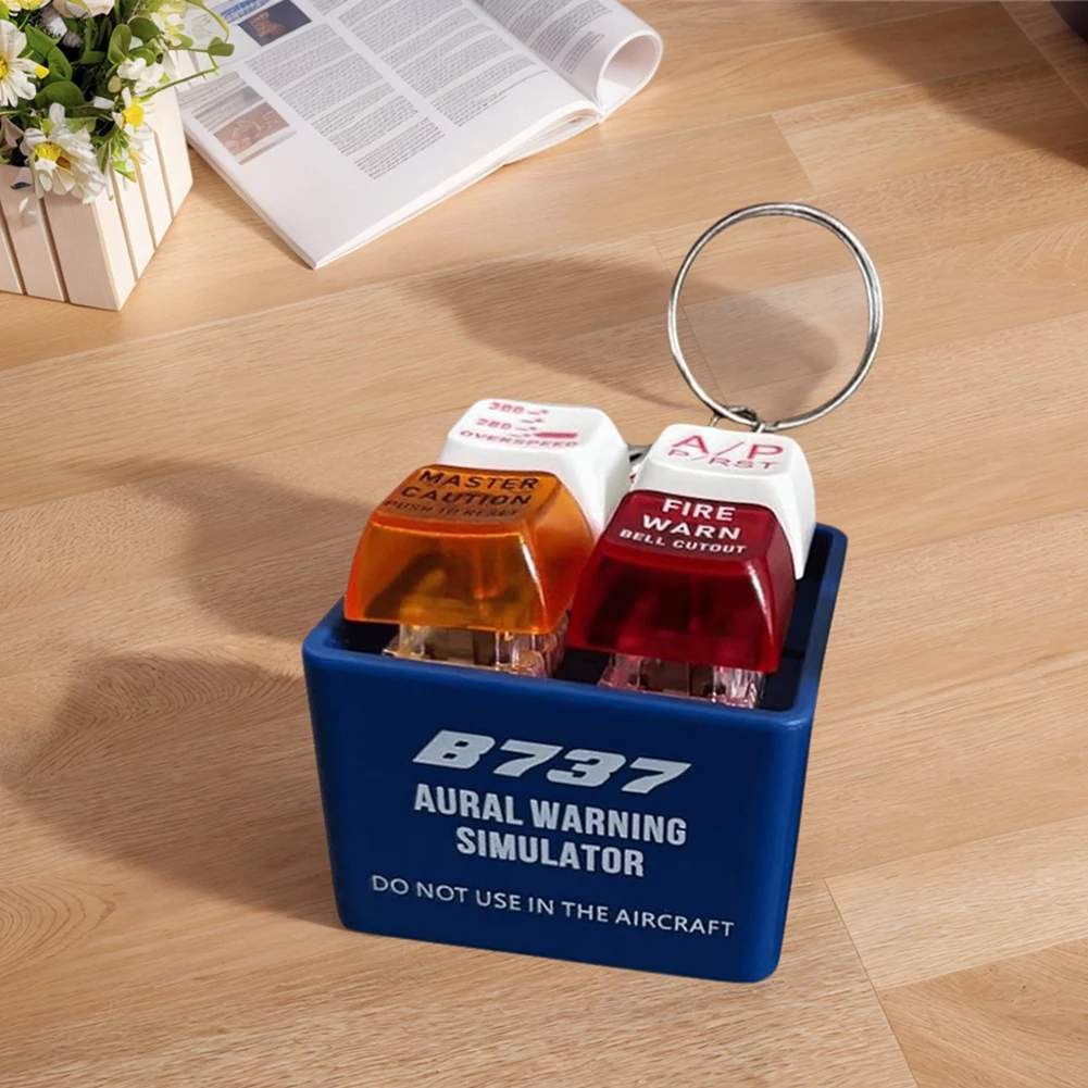 Pilot and Crew Alert Keychain Stress Relief Aviation Cockpit Safety Button Emergency Alert Keychains for Aviation Fans