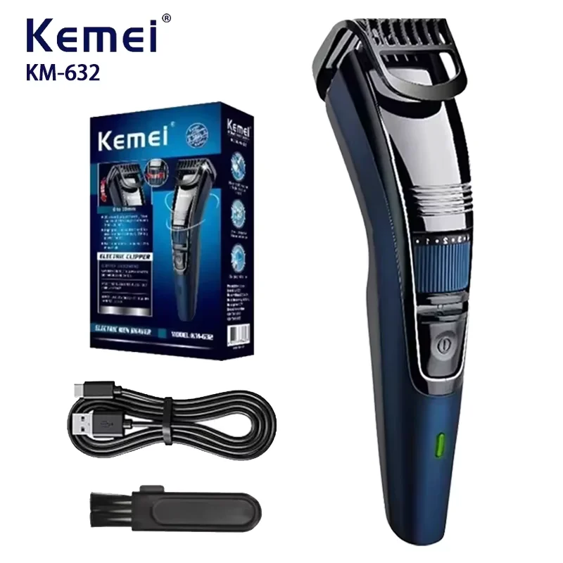 Kemei 632 0.5-10mm Adjustable Beard Hair Trimmer for Men Rechargeable Mustache Stubble Hair Clipper Face Hair Cutting Machine