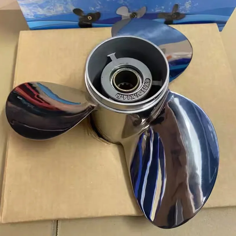 Stainless Steel Propellers For Yamaha Honda Hidea Outboard Motor 2 Stroke 40-55HP, 4 Stroke 60HP 14 Inch 11 1/8*14-G(Free Ship)