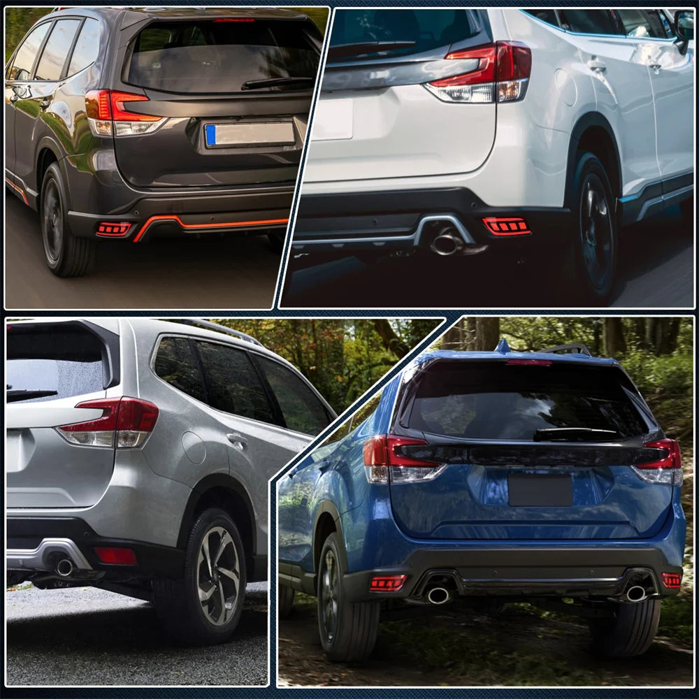 LED Rear Reflector Bumper Fog Light Kit For Subaru Forester 2019-2023 Accessories Tail Brake Turn Signal Light 3 In 1 Auto Parts