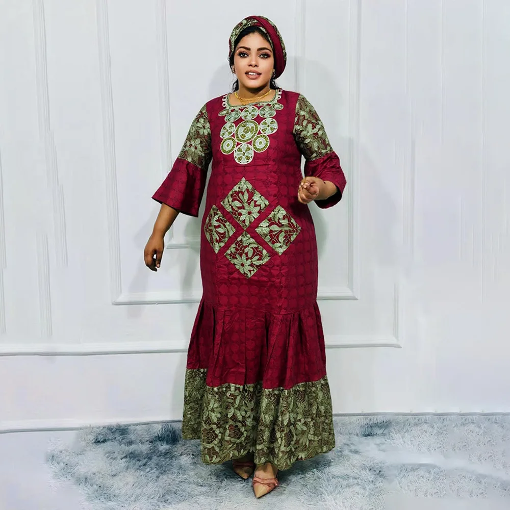 

Элегантные африканские платья для женщин, традиционная одежда Дашики, кружевное платье с вышивкой в Анкаре, длинное платье больших размеров для свадебной вечеринки