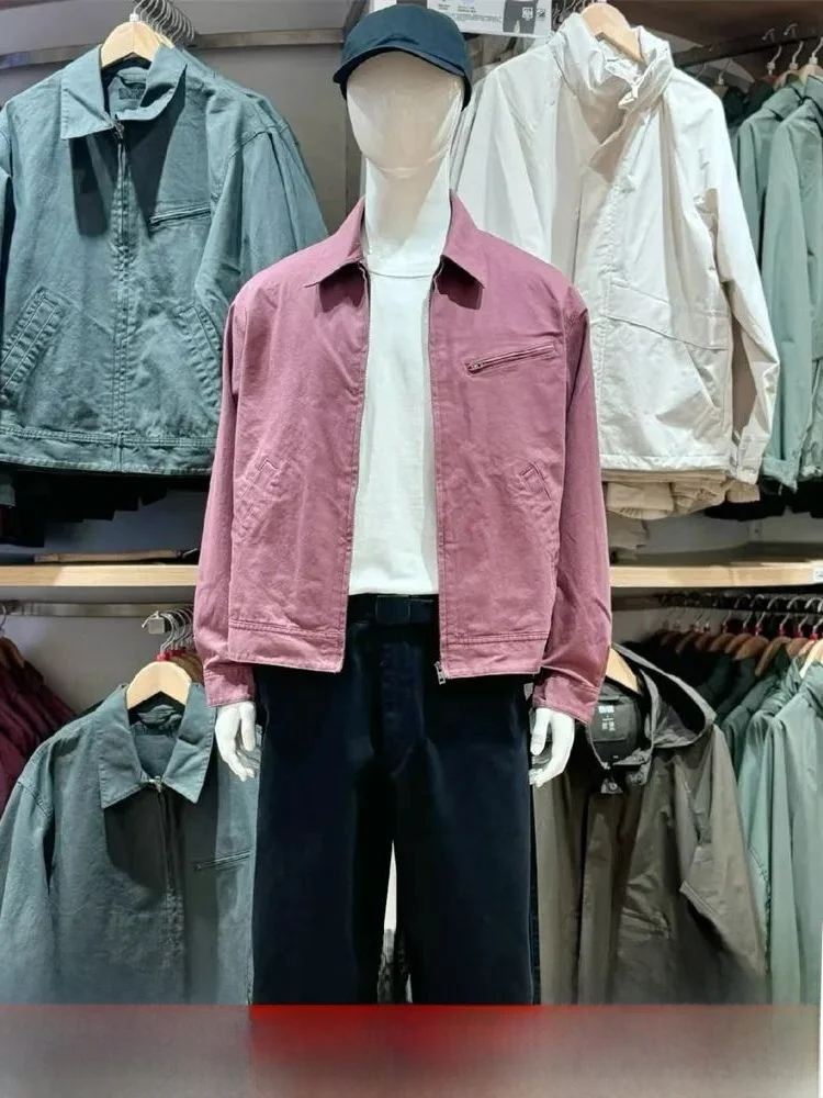 

Fall Men's Casual Outdoor Workwear Collared Denim Jaet Vintage Sle Long Sve Stand Fit Versatile ex Jaet