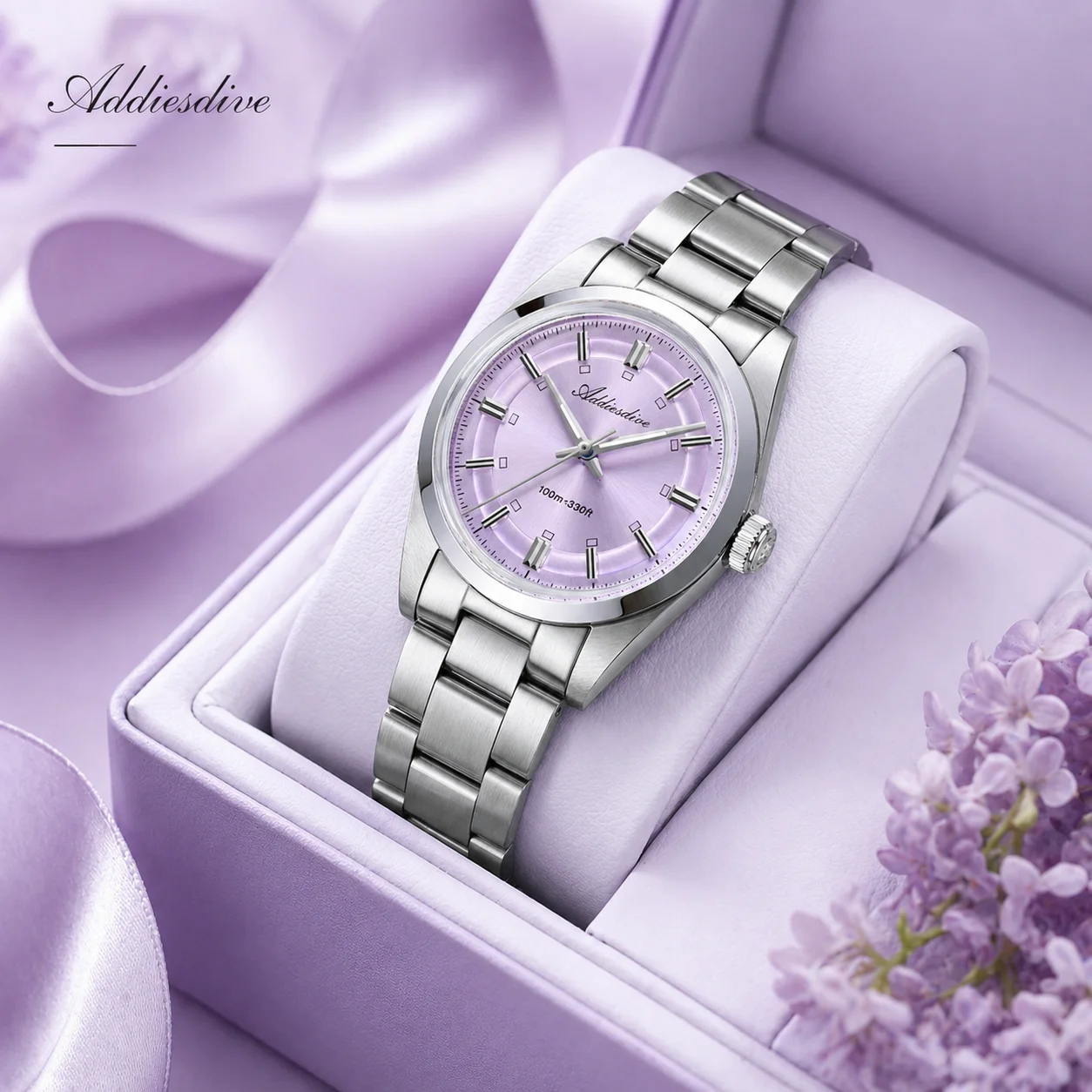 ADDIESDIVE 36mm Bubble Mirror Glass Super Luminous Women's Quartz Watch Hight Quality Stainless Steel 10Bar Waterproof Watches