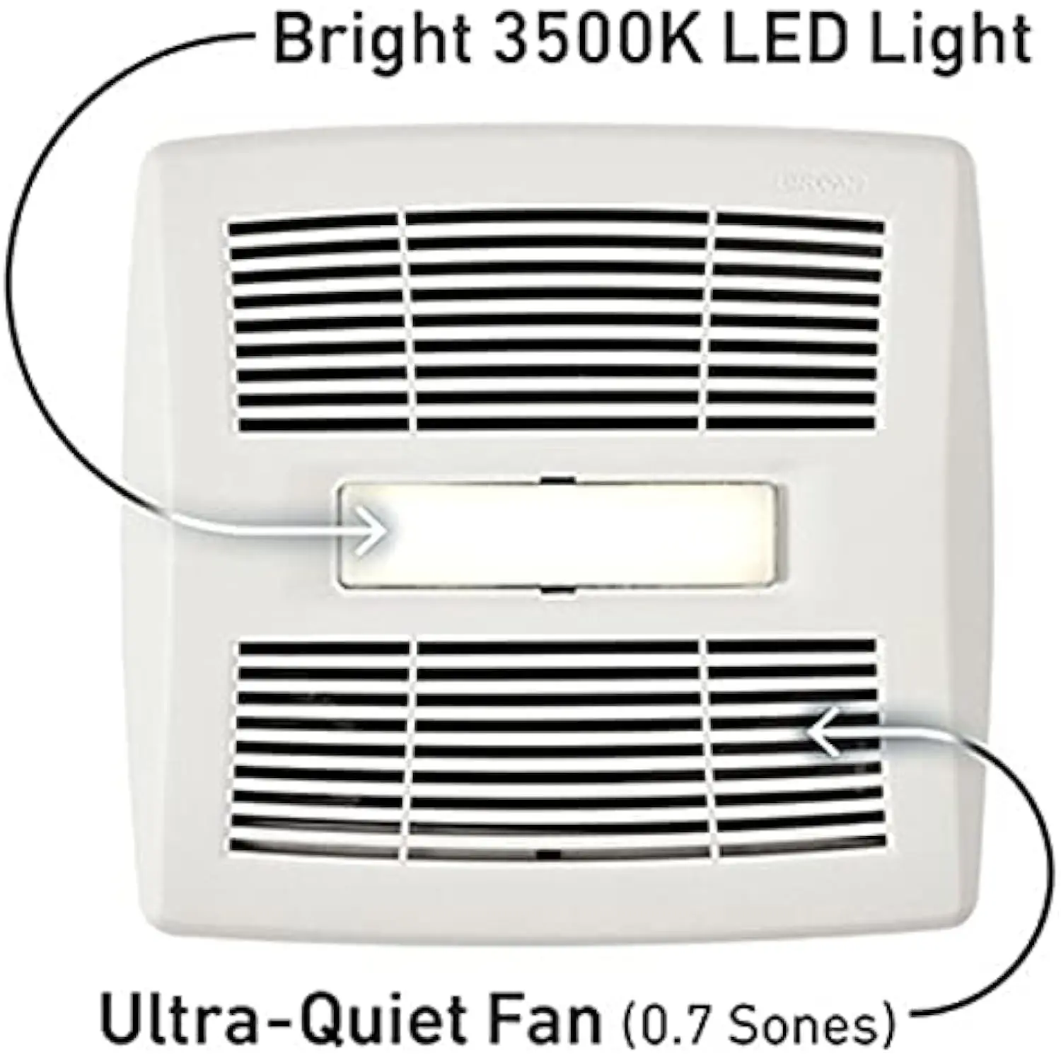 Broan-Nutone AE80BL พัดลมความเร็วเดียวซีรีส์ InVent พร้อมไฟ LED พัดลมดูดอากาศในห้องน้ําติดตั้งข้างเพดาน พลังงาน