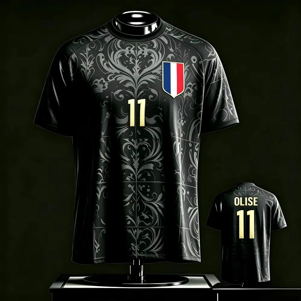 2026 France Fan Edition Soccer Jersey Black T-Shirt Summer Breathable Quick Dry Tops Outdoor Sports Short Sleeve Tees for Unisex