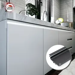 G Profile Handle Kitchen Cabinet Aluminum Profile With Plastic Cover And Led Strip