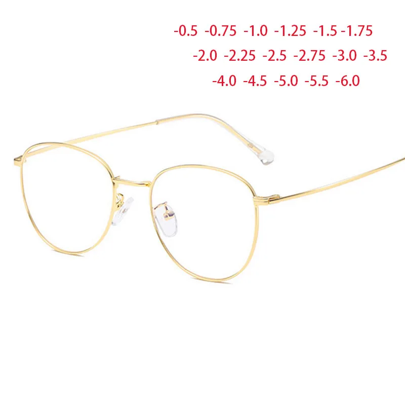 

Classic Round Women's Metal Frame Optical Glasses Anti Blue Light Computer Oval Eyeglasses Diopter 0 -1.0 -2.0 To -6.0