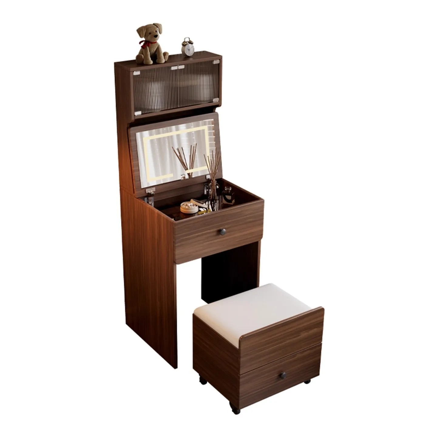 LMM modern simple makeup table small bedside flip cover storage cabinet integrated