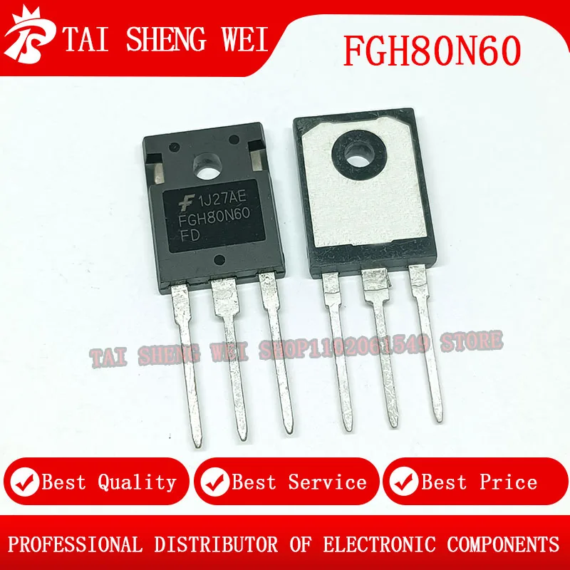 5pcs FGH80N60FD FGH80N60 80N60 À-247 80A 600V TO247 TUBE PUISSANCE TRANSISTOR IGBT