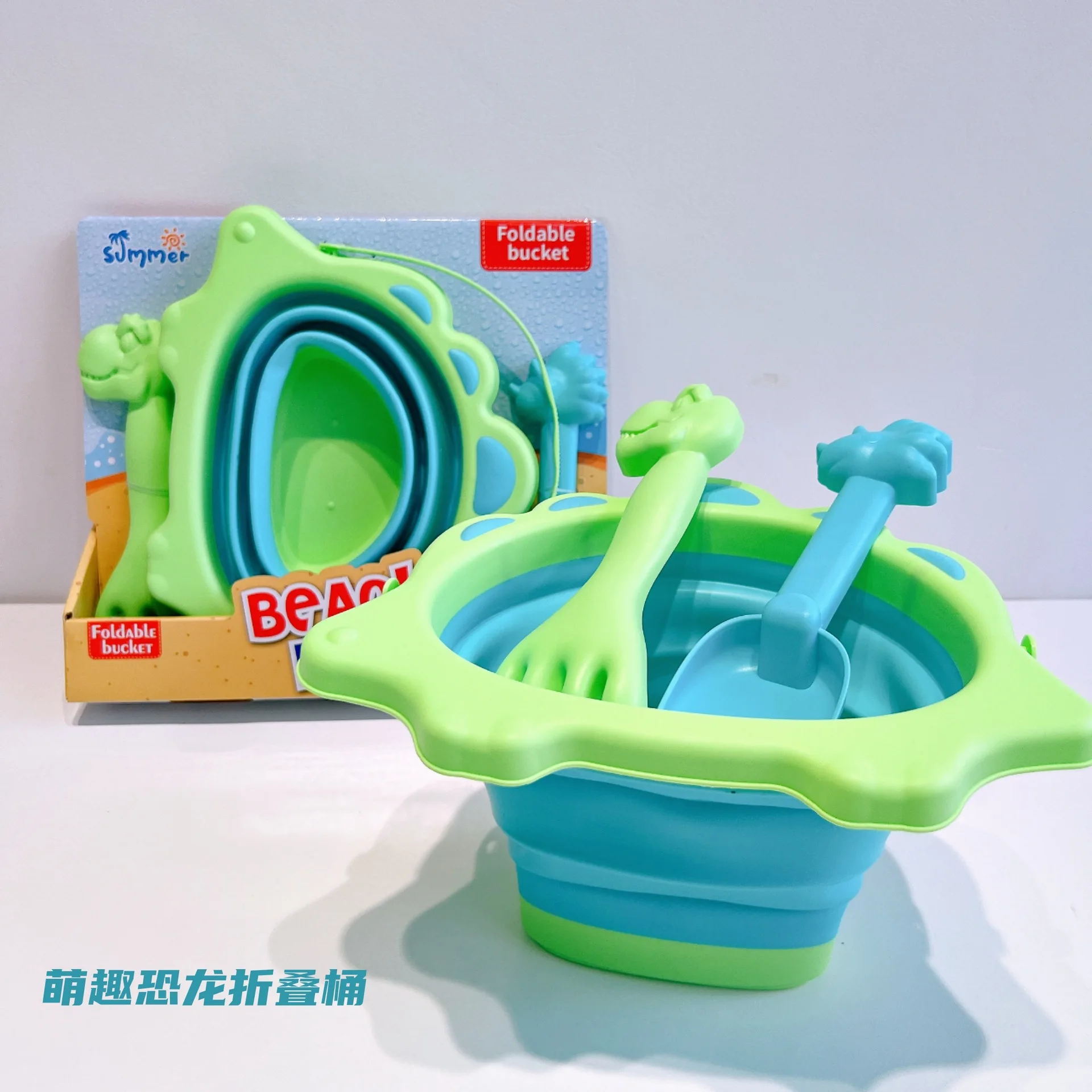 휴대용 해변 모래놀이 및 물놀이 장난감, 부드러운 고무 접이식 양동이, 모래삽