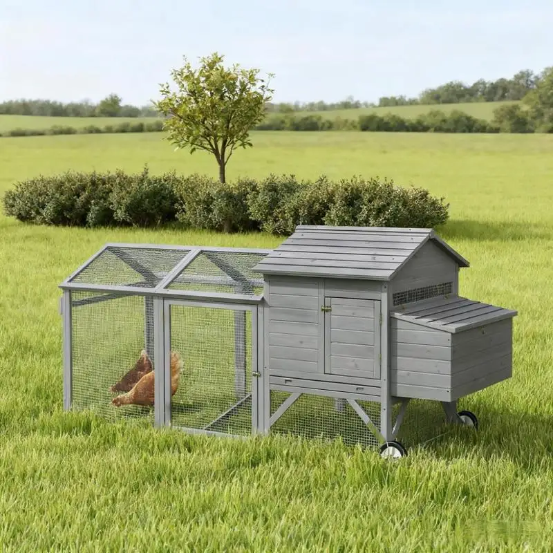 Wooden Chicken Coop 96.5in L x 35.5in W x 44.5in H Hen House Poultry Cage for Birds and Small Animals