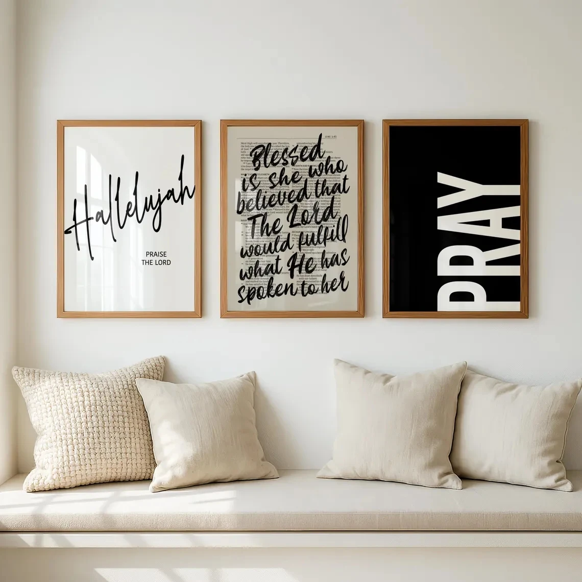 3pcs frameless Canvas Painting 3pcsModern Scripture Hallelujah Praise The Lord Wall Art Print Canvas Painting Poster Picture For