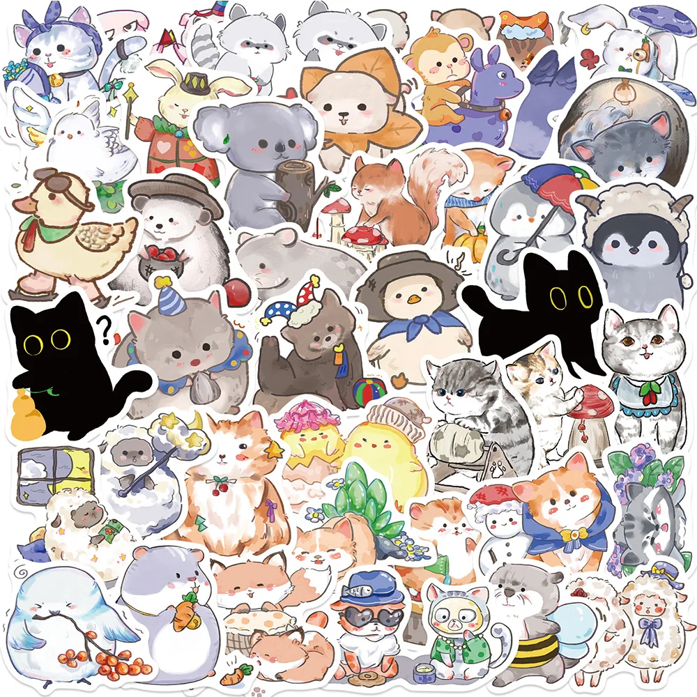 

10/30/50PCS Mix Cute Cartoon Zoo Animals Stickers for Kids Toy DIY Luggage Skateboard Diary Waterproof Retro Sticker Packs