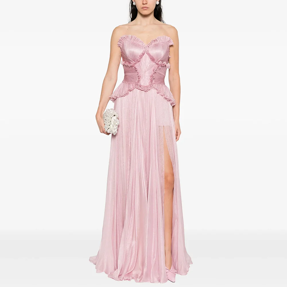 Mode Abendkleid Robe De Soiree Maßgeschneiderte Schatz Ärmellose Geraffte A-linie Bodenlangen Abendkleid Party Kleider