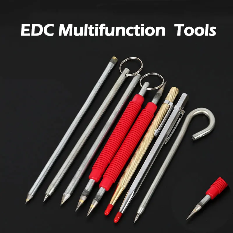 EDC Multifunction Tile Glass Fitter Scribing Needle Alloy Steel Metal Scribing Pen Tool Scribing Marker Needle