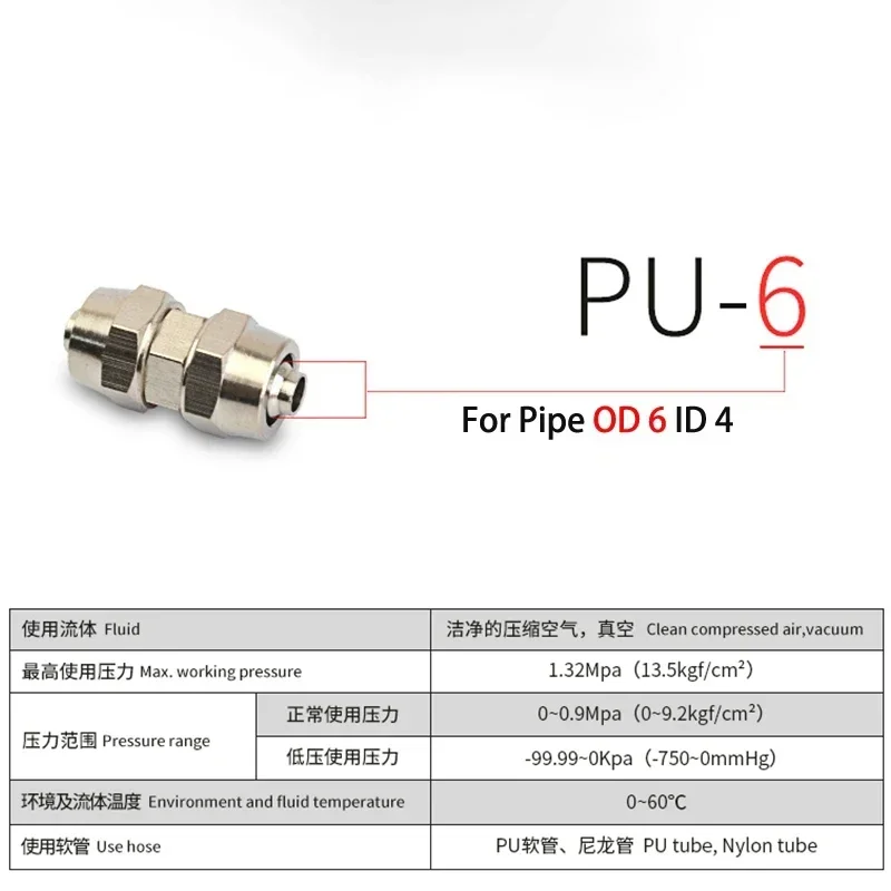 10 pz PU-4 6 8 10 12 14 16 MM OD tubo tubo tubo collegare tubo PU connettore pneumatico diretto rapido rapido Twist tubo flessibile dell\'aria