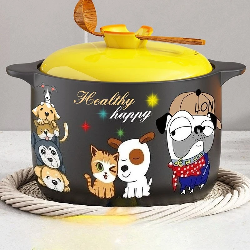 

1800/2500ml Cartoon Cat Dog Casserole, Domestic Gas Stove Stew Pot,High-temperature Ceramic Little Pan Rice and Congee Stew Pots