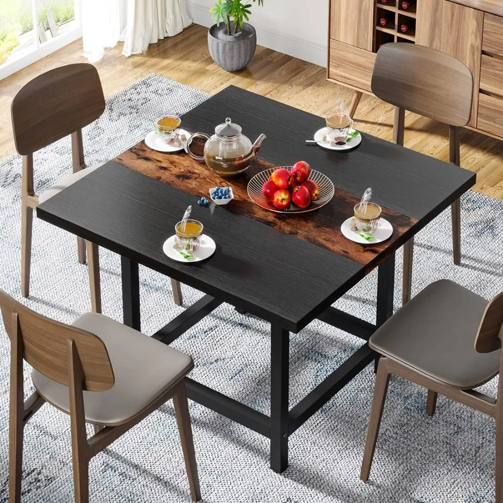 

Square Dining Table for 4 People, Wooden Kitchen Table, Farmhouse 2 Person Dinning Room &Small Space, Dinings Tables