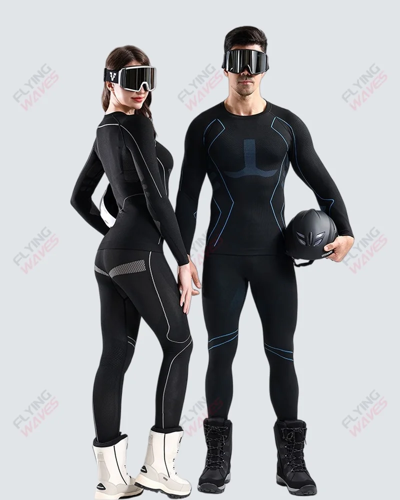 Adults Winter Outdoor Ski Underwear Set Men Women Quick-Dry Breathable Moisture-Wicking Compression Thermal Sports Undergarments