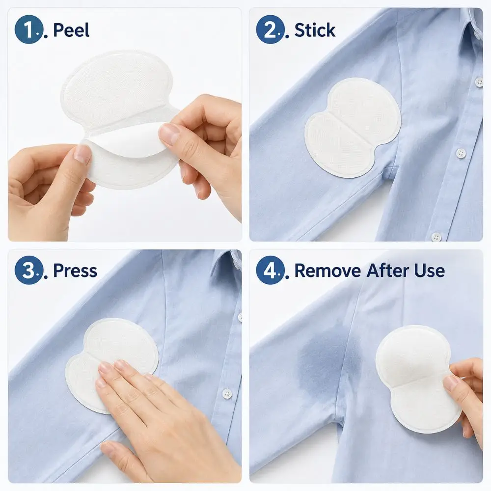 10pcs Self Adhesive Underarm Sweat Pads Sweat Absorbing Skin Friendly Armpit Sweat Pads Disposable Low Profile