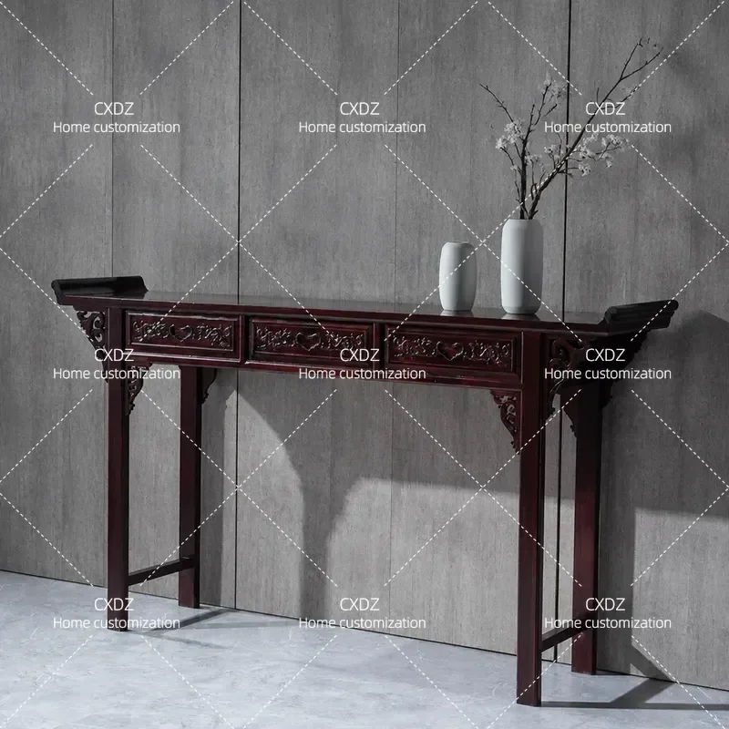 Solid Wood Elm Incense Burner Case Chinese Style Offering Table Buddhist Altar Household Antique Worship Stand Shen Tai Tiao